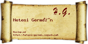 Hetesi Germán névjegykártya